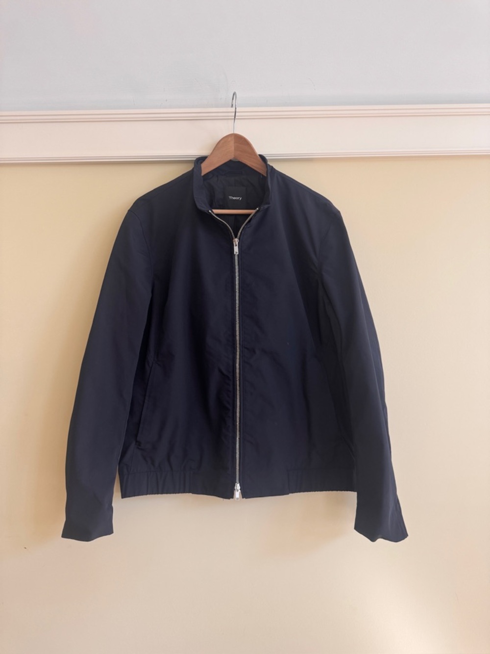 Theory Men's Navy Zip-Up Bomber Jacket